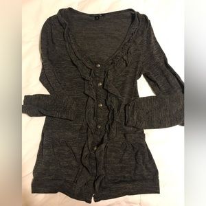 Love Tree cardigan ruffled gray with pockets size medium